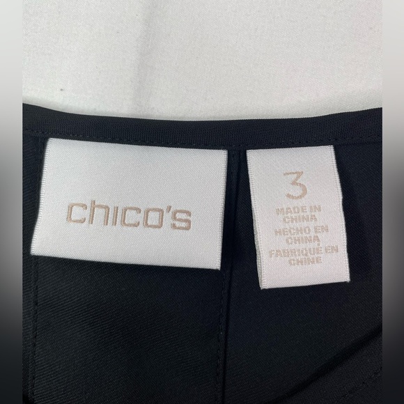 Chico's Black Relaxed V-Neck Semi Sheer Short Sleeve Tunic Blouse Size XL - Picture 5 of 9